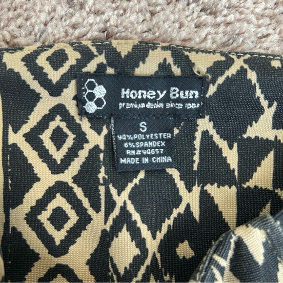Honey Bun Tan Black African Tribal Boho Pull-On Trouser Ankle Pant Leggings Sz S - Picture 6 of 12
